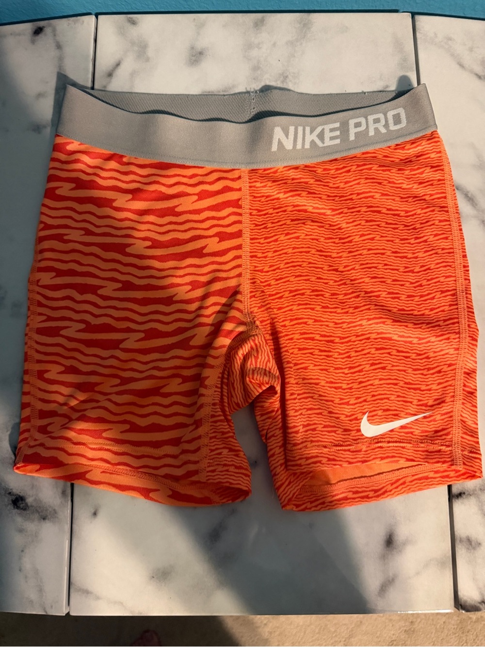 Nike Orange and Gray Pro Compression Shorts